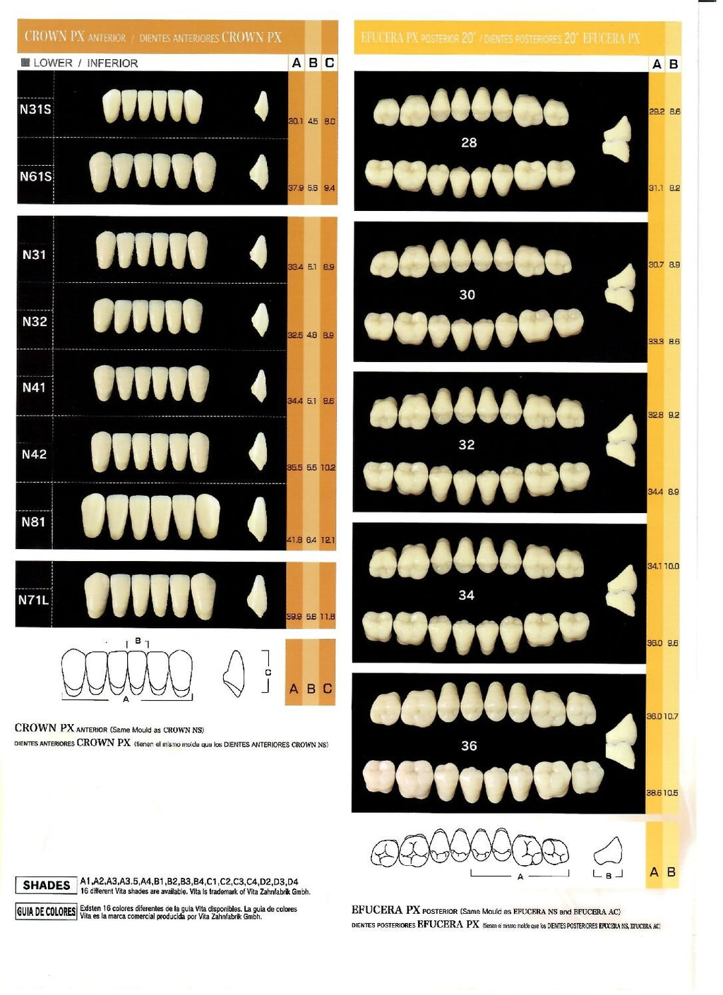 Yamahachi Composite Resin Teeth Posterior (Shades:D2-D3)