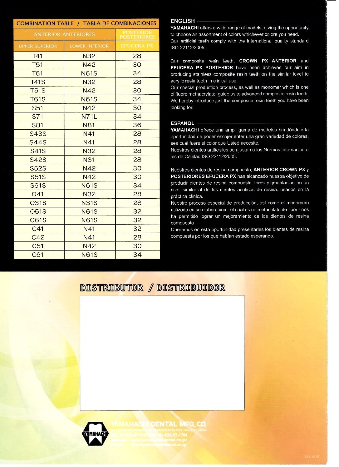 Yamahachi Composite Resin Teeth Posterior (Shades:D2-D3)